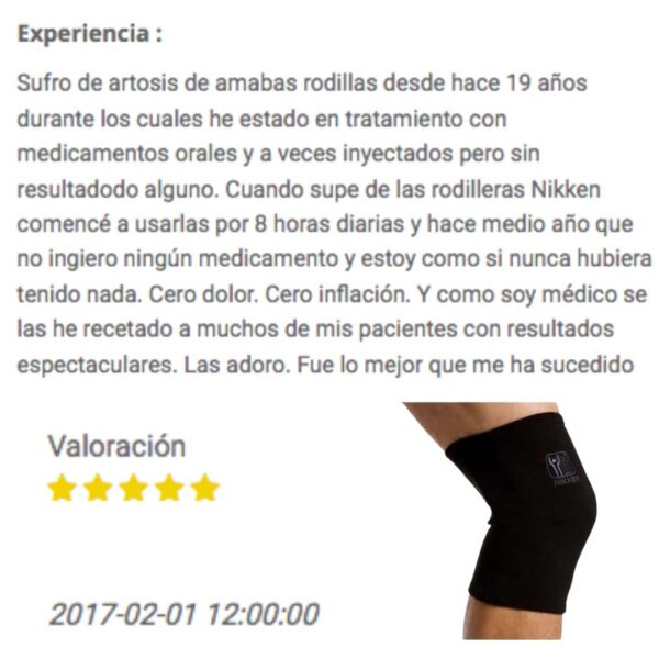 Testimonio Rodillera KENKOTHERM
